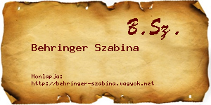 Behringer Szabina névjegykártya