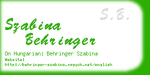 szabina behringer business card